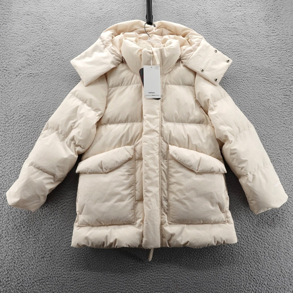 Halfdays Wheeler Parka Puffer Jacket Oatmilk Cream Recycled PrimaLoft Medium New
